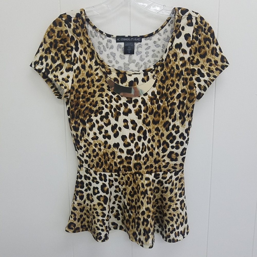 No Strings Attached Leopard Print Peplum Top